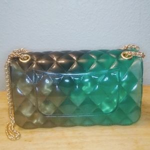 Small ombre (green and black) Jelly Style Handbag